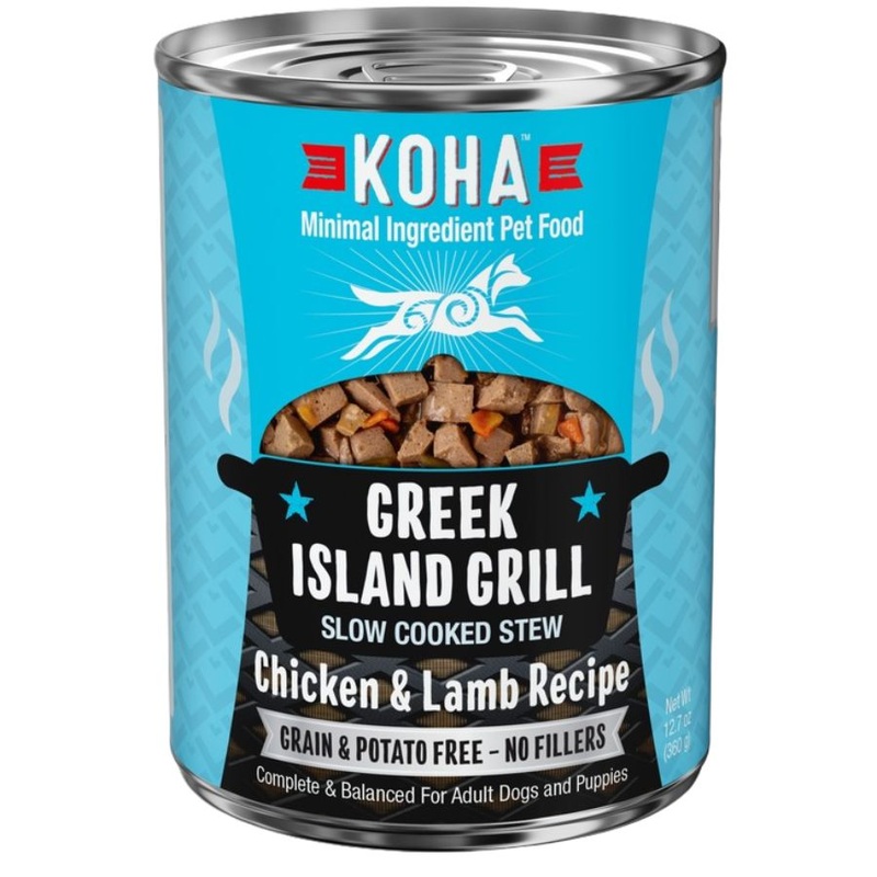 Koha Greek Island Grill Slow Cooked Stew Chicken & Lamb Wet Dog Food 12.7oz