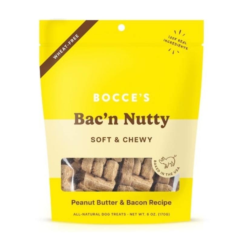 Bocce’s Bakery Bac’n Nutty Soft & Chewy Dog Treats, 6 oz.