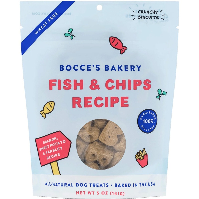 Bocce’s Bakery Fish & Chips Biscuits Crunchy Dog Treats 5oz