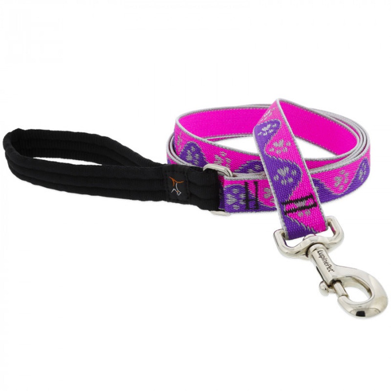 Lupine Dog Leash 1 Width X 4′ Length High Lights Pink Paws