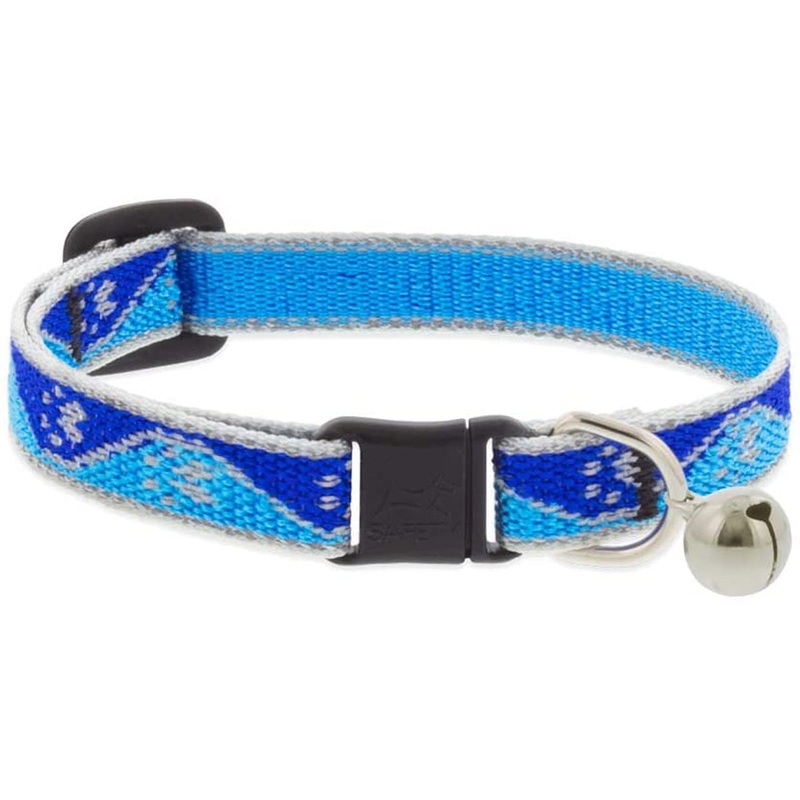 Lupine Reflective Cat Collar 1/2 Wide X 8-12 Size Neck Blue Paws With Bell