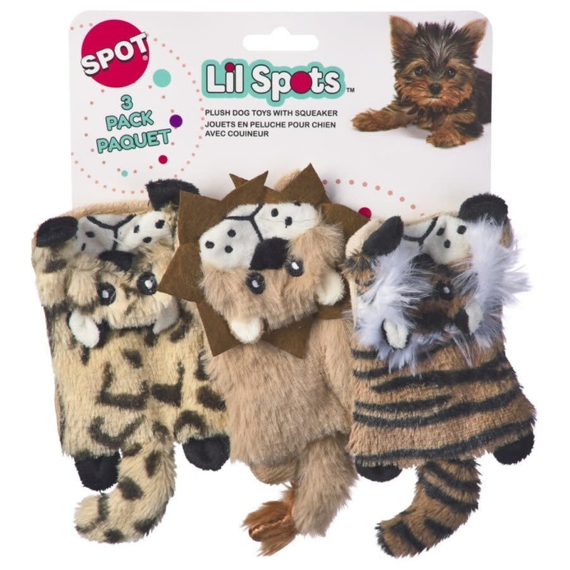 Spot Lil Spots Flat Cats Toy for Dogs 5 in (Assorted Colors) 3 pack