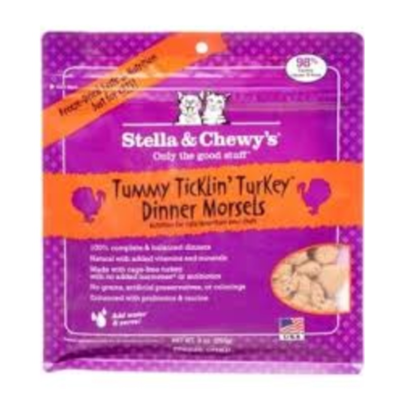Stella & Chewy’s Tummy Dinner Morsels TickliN Turkey Freeze-Dried Raw Dinner Morsels Cat Food 9oz