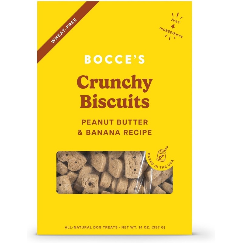 Bocce’s Bakery Crunchy Biscuits Peanut Butter & Banana Recipe Dog Treats 14 oz Box