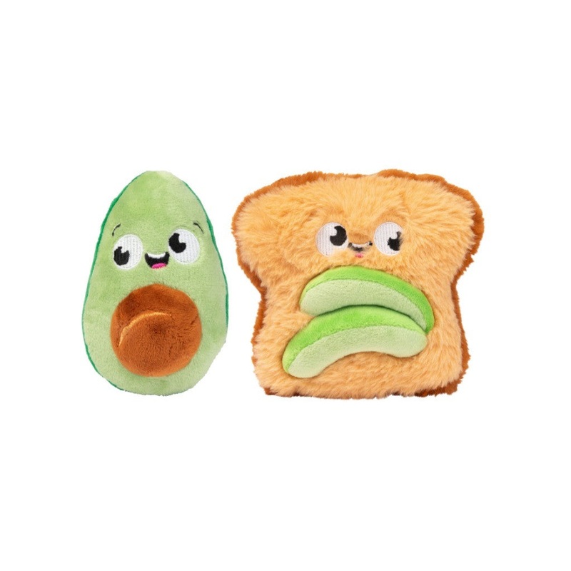 FuzzYard Avocado & Toast dog toys, 2 pack