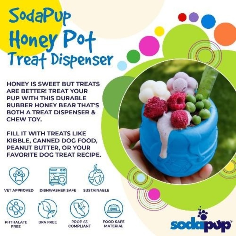 SodaPup Honey Pot Treat Dispenser & Slow Feeder, Blue