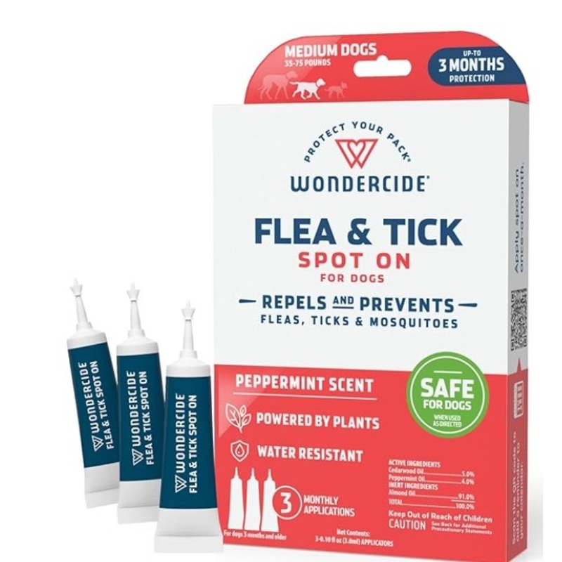 Wondercide Flea & Tick Spot On for Cats – Peppermint, medium dogs