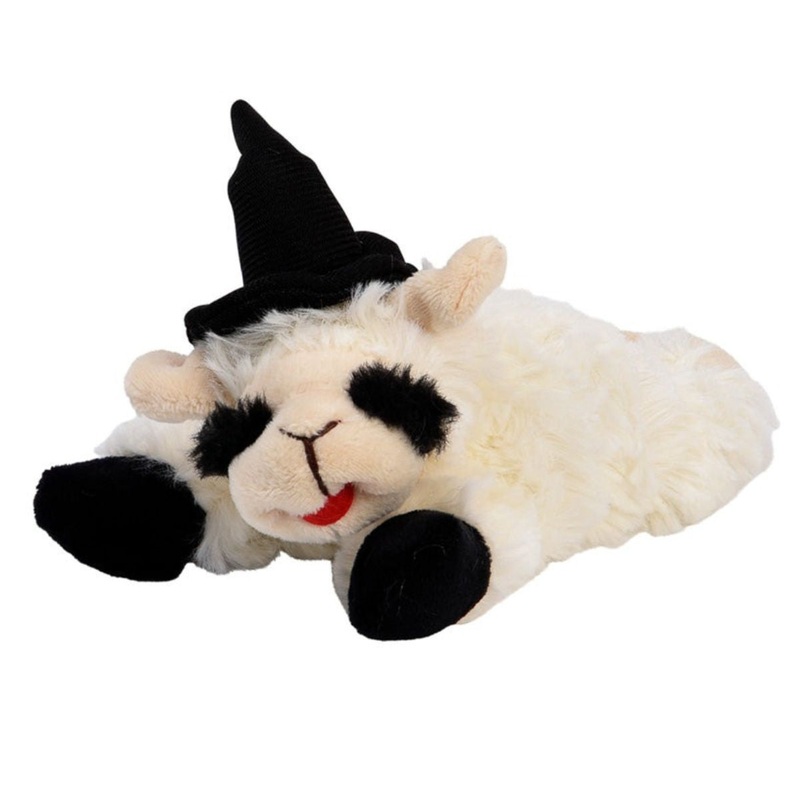 Multipet Halloween Witch Lamb Chop w/Black Hat & Paws 6.5 Dog Toy