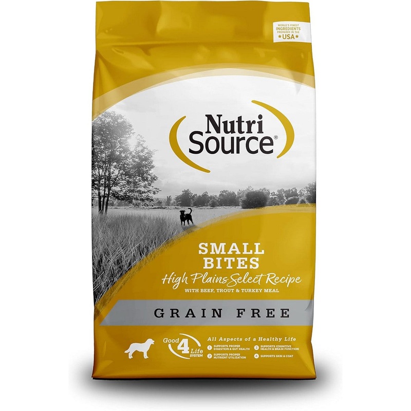 NutriSource Small Bites High Plains Select Grain Free Dry Dog Food 4lb