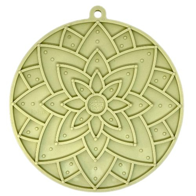 SodaPup Lotus Design eMat Enrichment Lick Mat With Suction Cups Green