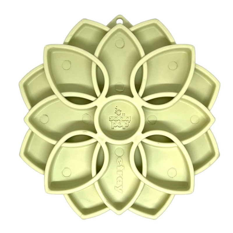 SodaPup Mandala Softie eTray Enrichment Slow Feeder with Suction Cups Green