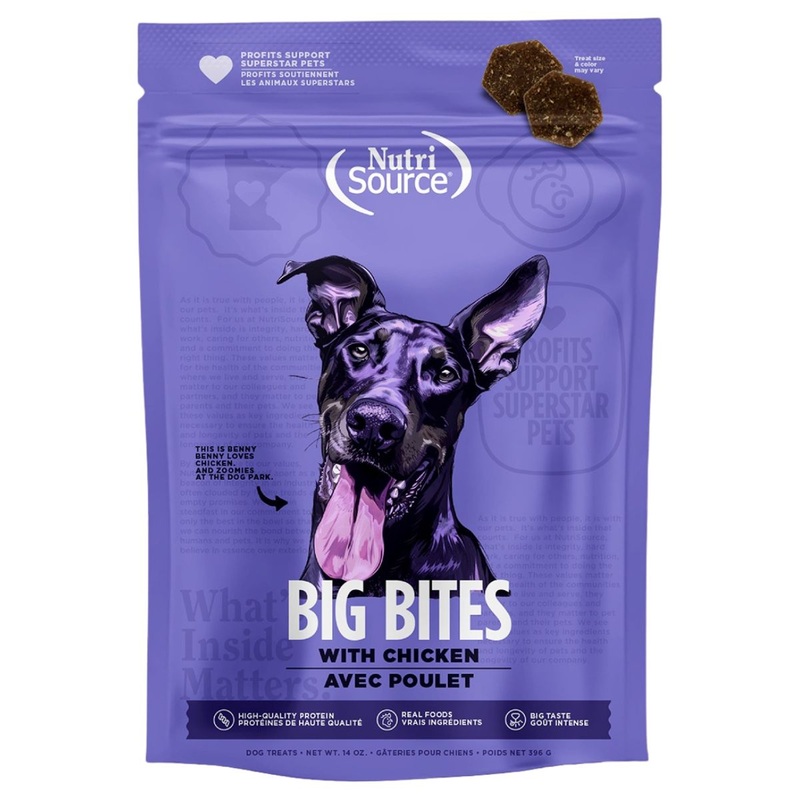 NutriSource Chicken Big Bites High-Quality Protein Dog Treats 14oz