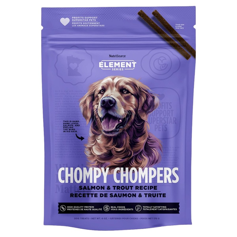 NutriSource Salmon & Trout Chompy Chompers High Protein Dog Treats 6oz