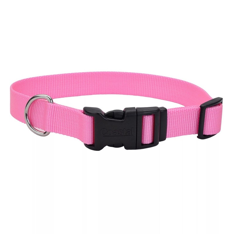 Coastal Adjustable Dog Collar with Plastic Buckle 1×14-20 Pink Bright