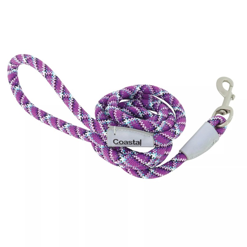 Coastal Pro Active Woven Reflective Rope Leash 6′ Woven Violet