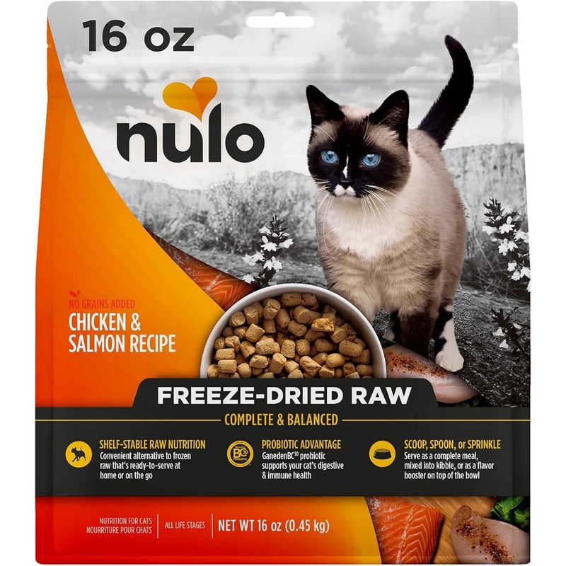 Nulo Freeze-Dried Raw Cat Food – Chicken & Salmon, 16oz Bag
