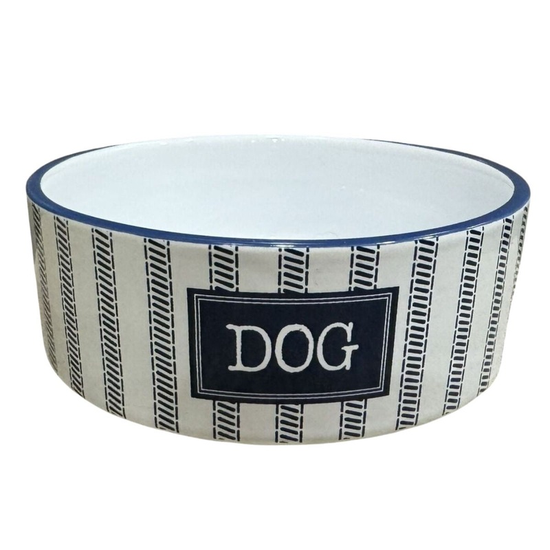 PetRageous Designs Country Blue Dog Bowl 5 White Navy 2 Cups