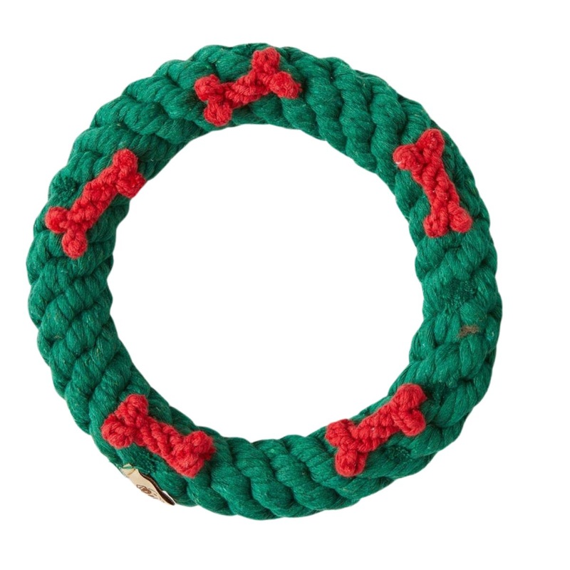 Jax & Bones Holiday Ring Rope Dog Toy 4 Small