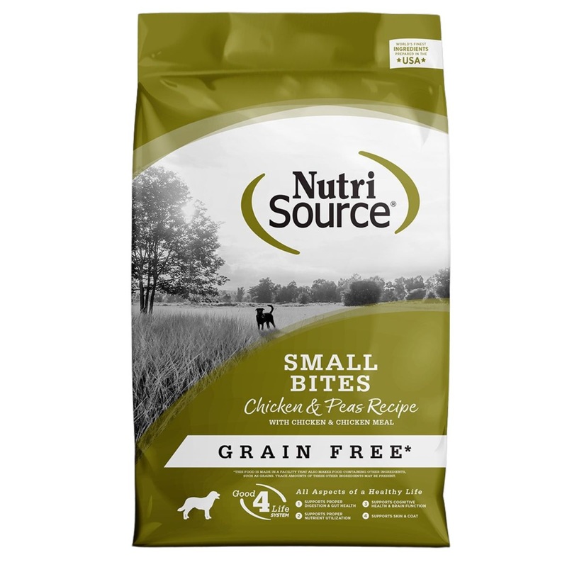 NutriSource Grain Free Small Bites Chicken & Peas Dry Dog Food 4lb