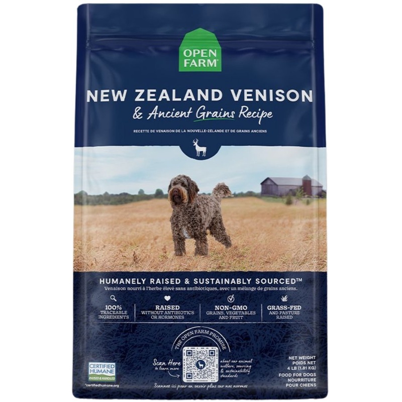 Open Farm Ancient Grains Dry Dog Food – New Zealand Venison & Ancient Grains – 22lb Bag