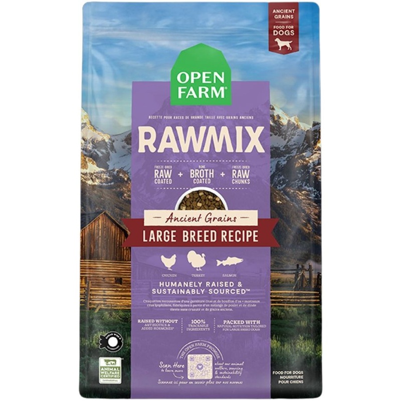 Open Farm RawMix Ancient Grains Large Breed Dry Dog Food –  Chicken, Turkey, Salmon, & Ancient Grains – 20lb Bag