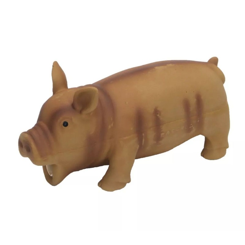 Rascals Latex Grunting Dog Toy Pig Brown 6.25