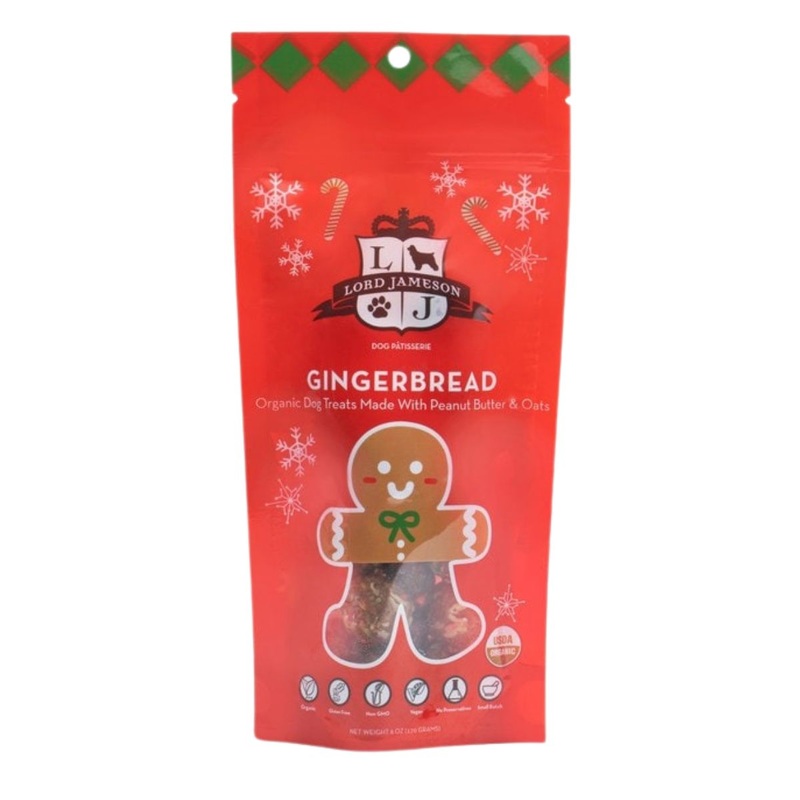 Lord Jameson Gingerbread Organic Soft & Chewy Dog Treats Pop Pouch 6oz