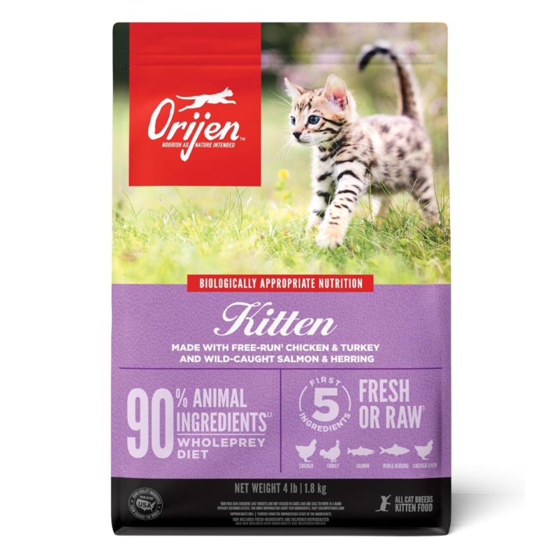 Orijen Grain Free Kitten WholePrey Dry Cat Food 4lb