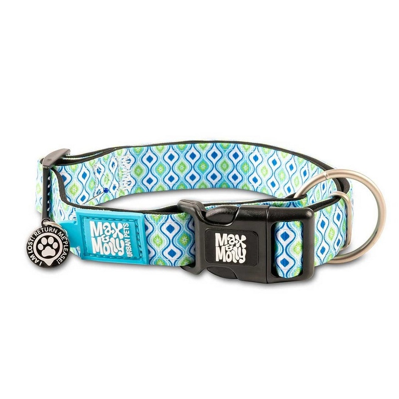 Max&Molly Smart ID Dog Collar Retro Blue M 13-21