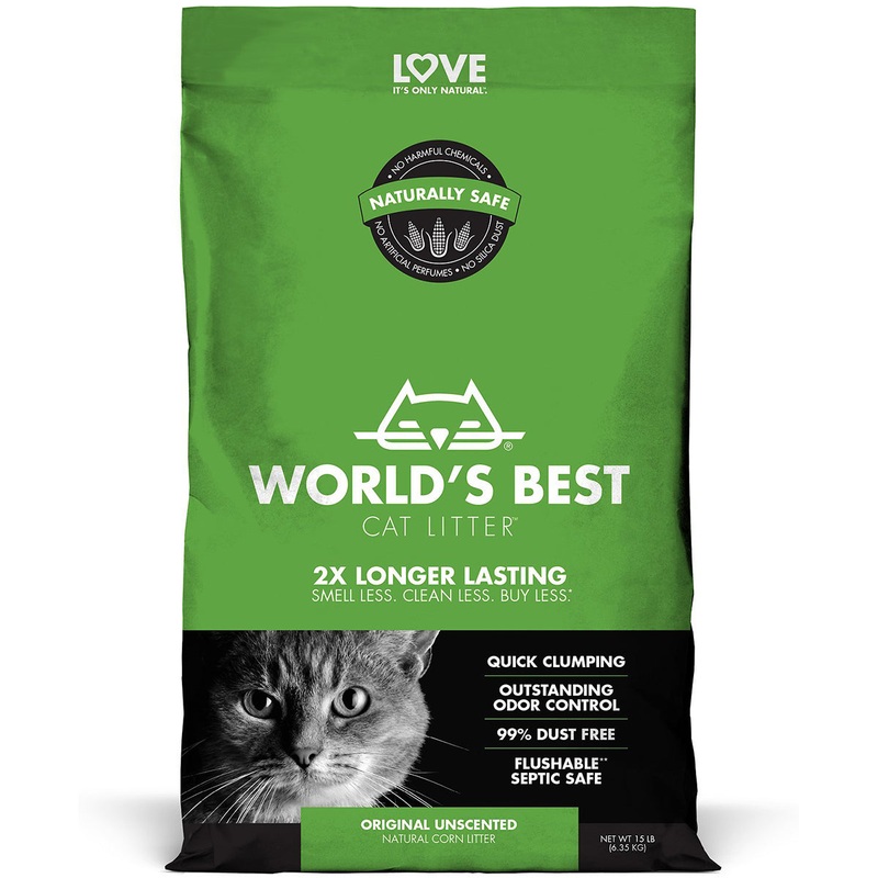 World’s Best Unscented Clumping Corn Cat Litter 15lb