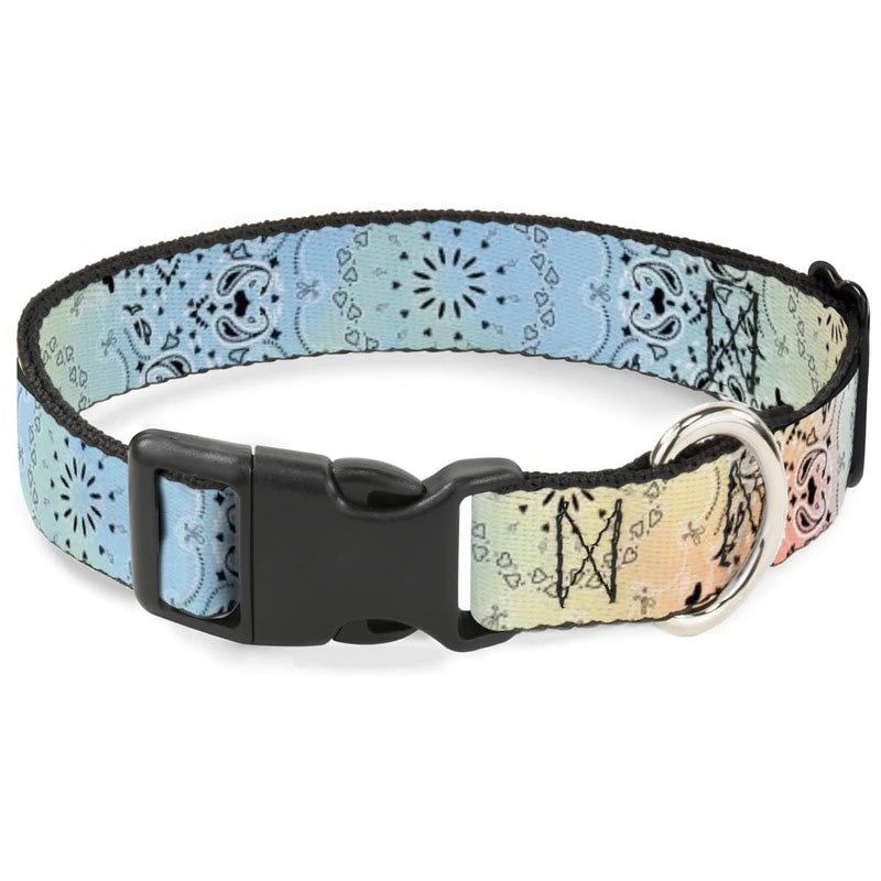 Buckle-Down Bandana Paisley Ombre Pastel Black Dog Collar Medium 11-17 Neck Size