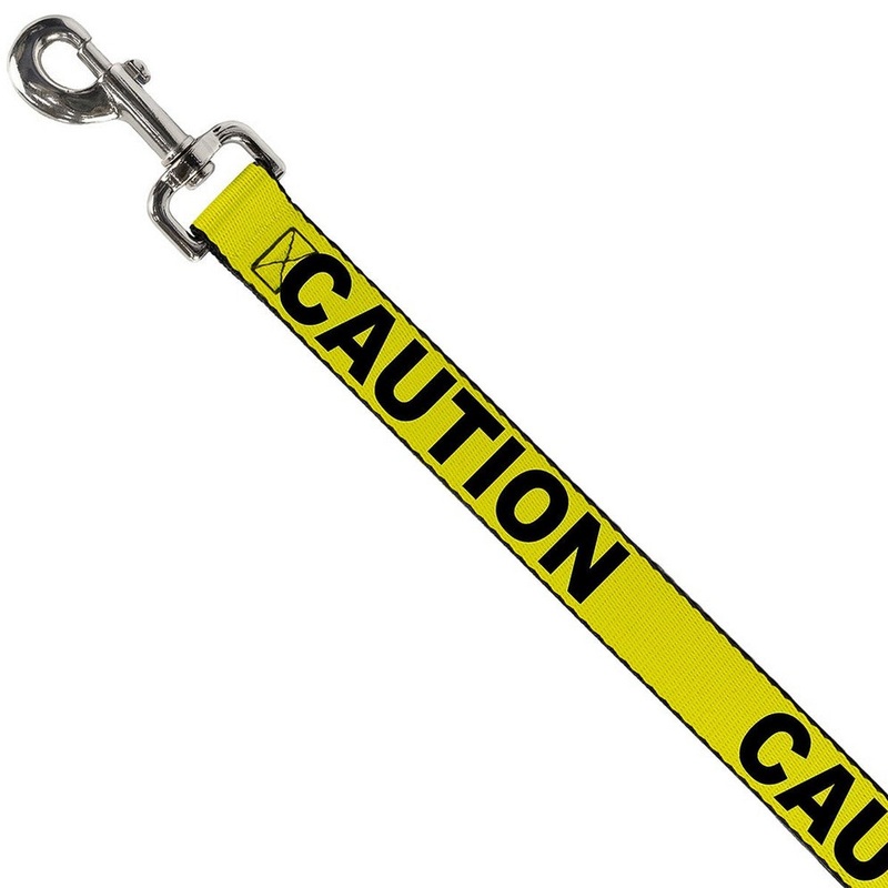 Buckle-Down Pet Caution Dog Leash Yellow Black 1/2 x 4′