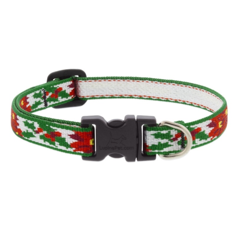 Lupine Adjustable Collar, Poinsettias, 1/2×8-12