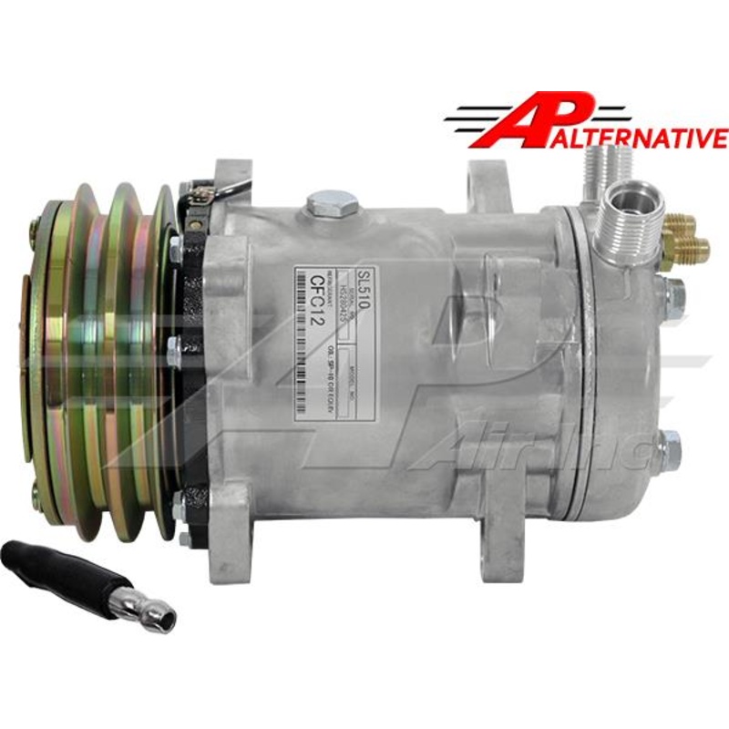 Sanden SD510 Heavy-Duty , 5 1/4 2 Groove Clutch, Vertical 8 And 10 O-Ring for Case IH & Massey Ferguson
