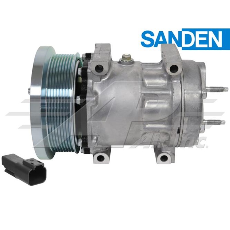 Sanden SD7H15Hd, 5 1/4 8 Groove Clutch, Pad Mount, 24 Volt for Caterpillar & Bobcat