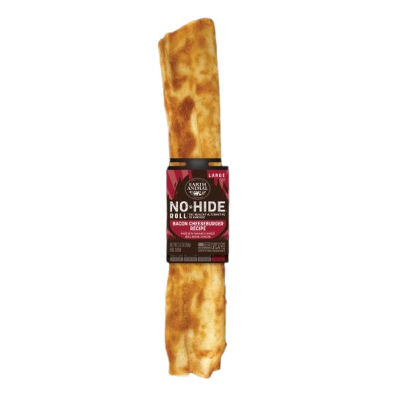 Earth Animal NoHide Chew BBQ Bacon Cheeseburger Dog Treat Large 11 1Pk