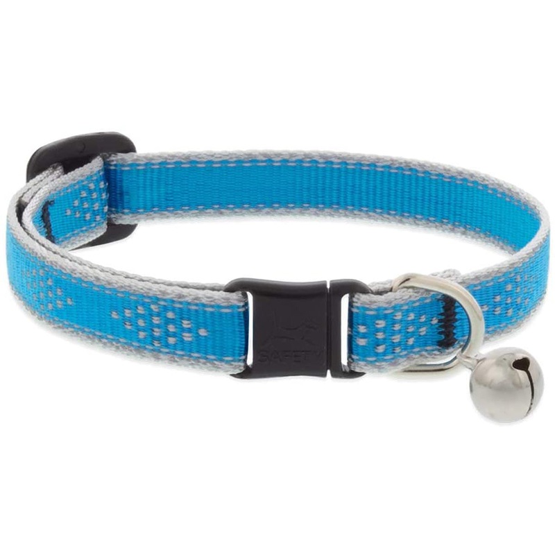 Lupine Reflective Cat Collar 1/2 Wide X 8-12 Size Neck Blue Diamond With Bell