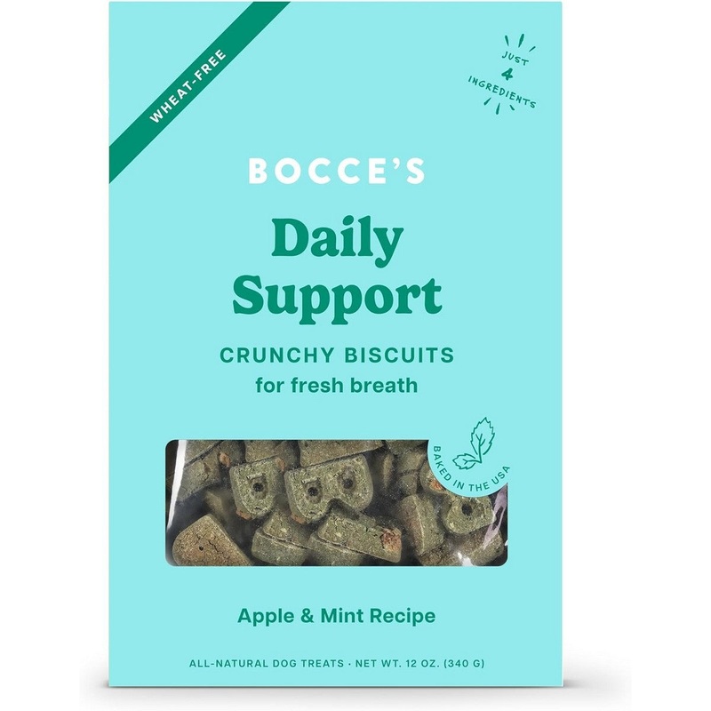 Bocce’s Breath Apple & Mint Biscuits Dog Treats 12oz