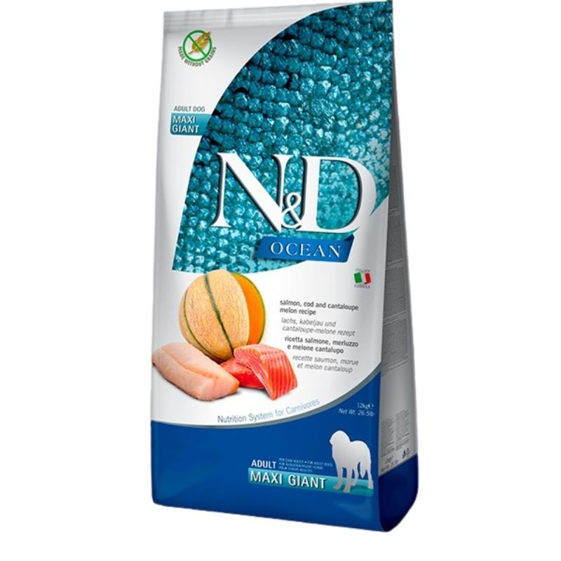 Farmina N&D Ocean Grain-Free Dry Dog Food – Salmon, Cod, & Melon, Maxi/Giant Kibble – 26.4lb