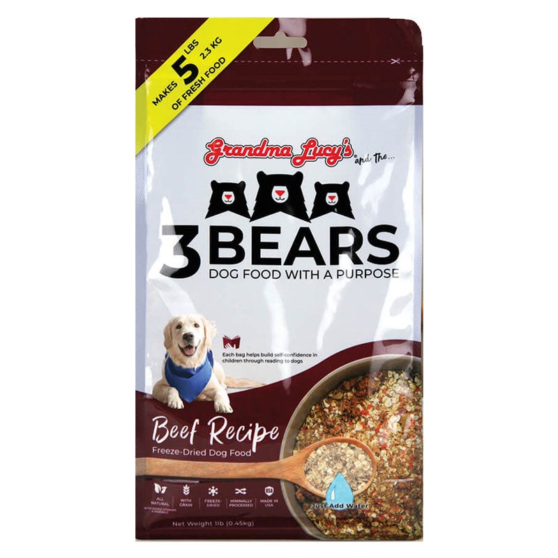 Grandma Lucy’s 3 Bears Beef Formula Freeze-Dried Dog Food 1lb