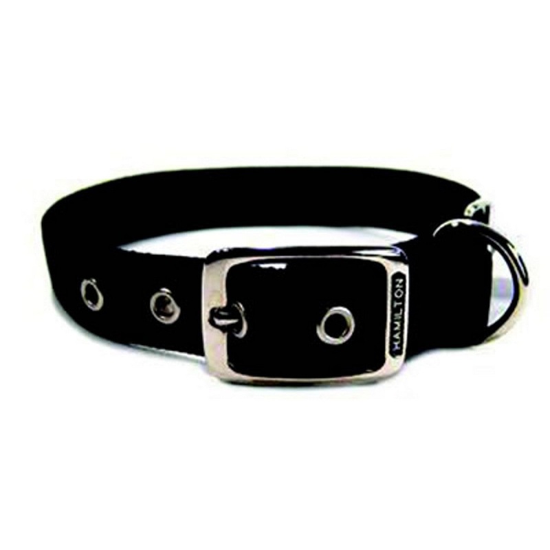 Hamilton Double Thick Deluxe Black Nylon Buckle Collar 1 x 22 Inch