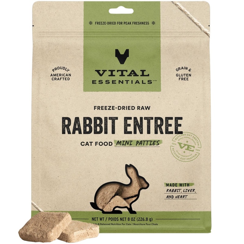 Vital Essentials Freeze-Dried Mini Patties Rabbit Raw Cat Food 8oz