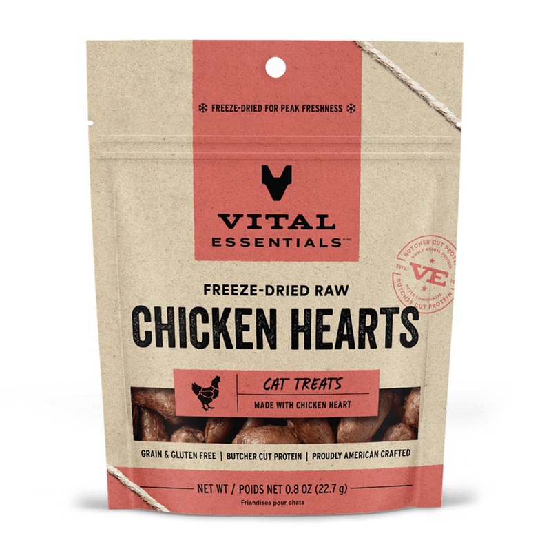Vital Essentials Freeze-Dried Chicken Hearts Cat Treats 0.8oz