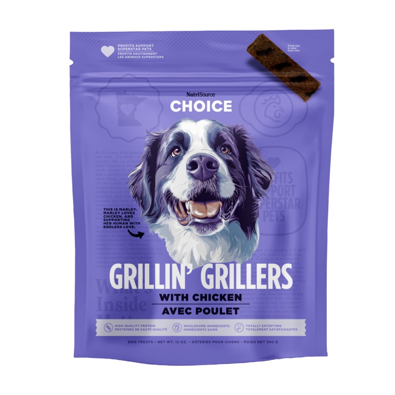 NutriSource Choice Grillin’ Grillers Dog Treats – Chicken – 32oz Bag