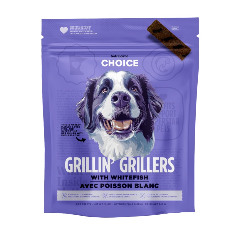 NutriSource Grillin’ Grillers Dog Treats – Whitefish – 32oz Bag
