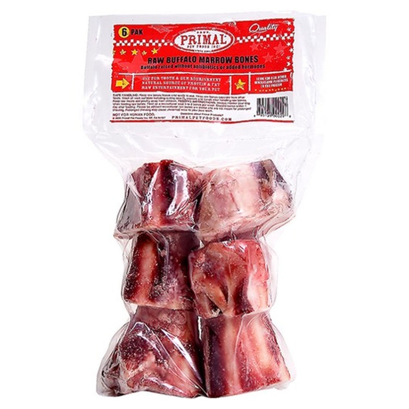 Primal Raw Recreational Bones Buffalo Marrow Raw Frozen Dog Treat 6pk