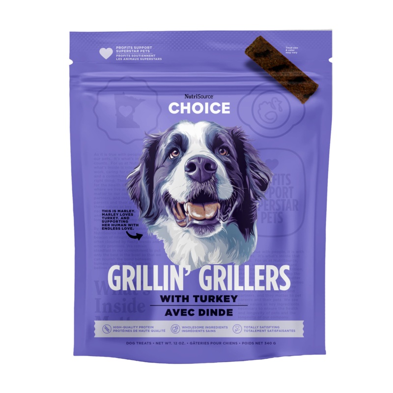 NutriSource Choice Grillin’ Grillers Dog Treats – Turkey – 32oz Bag