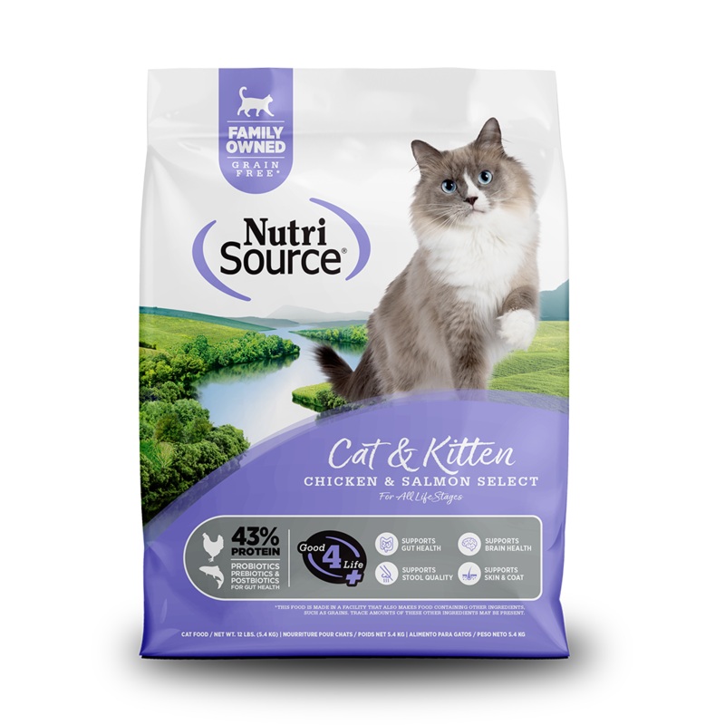 NutriSource Grain Free Select Cat & Kitten Dry Food – Chicken & Salmon – 4lb Bag