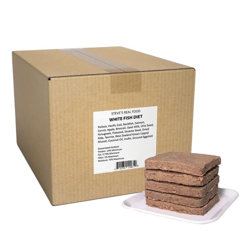 Steve’s Real Food Frozen Raw Dog Food Whitefish Patties 20lb