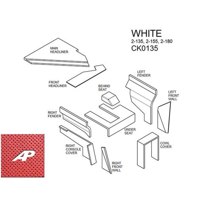 White Lower Cab Kit With Headliner, Late – Red for White